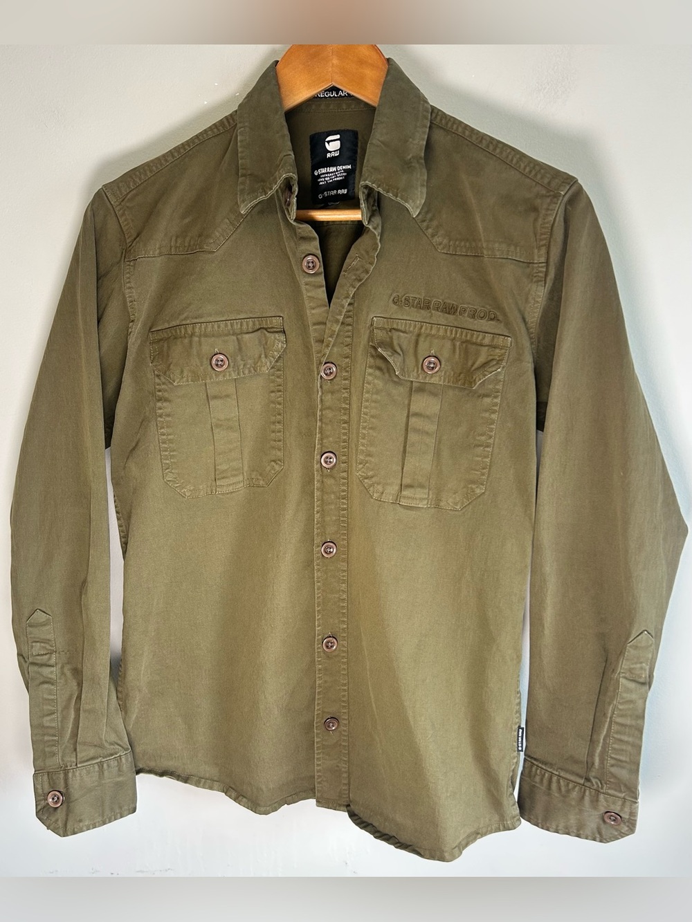 G-Star RAW Utility Shirt Men’s M Olive Green Military Long Sleeve Button Up